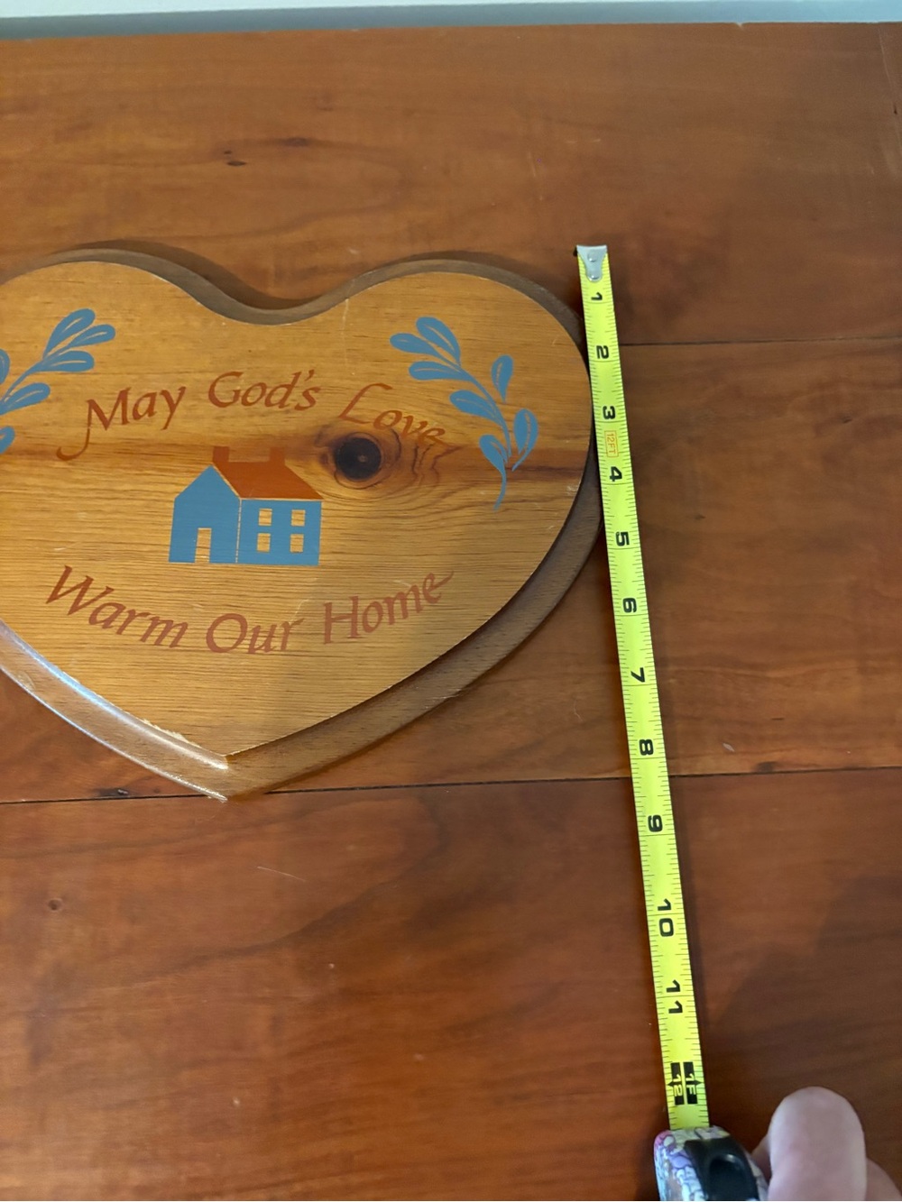 Heart shaped Wooden Wall Plaque May God’s Love Warm Our Home - Picture 2 of 6